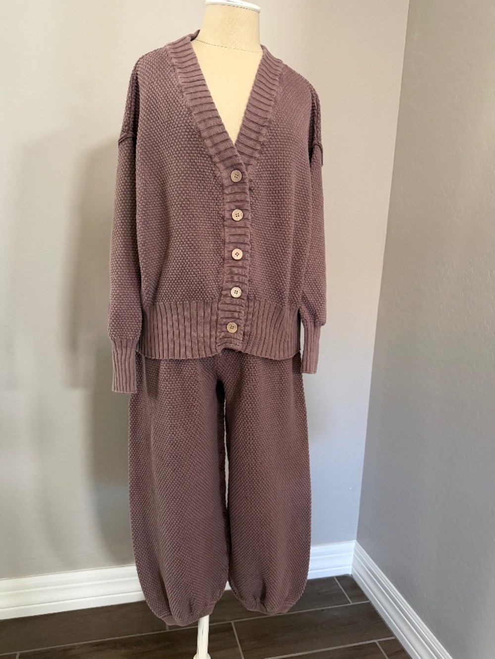 Free People Hailee Cardigan and Pant Cotton Set FP Beach Gulf Cocoa Size Small - Picture 5 of 10